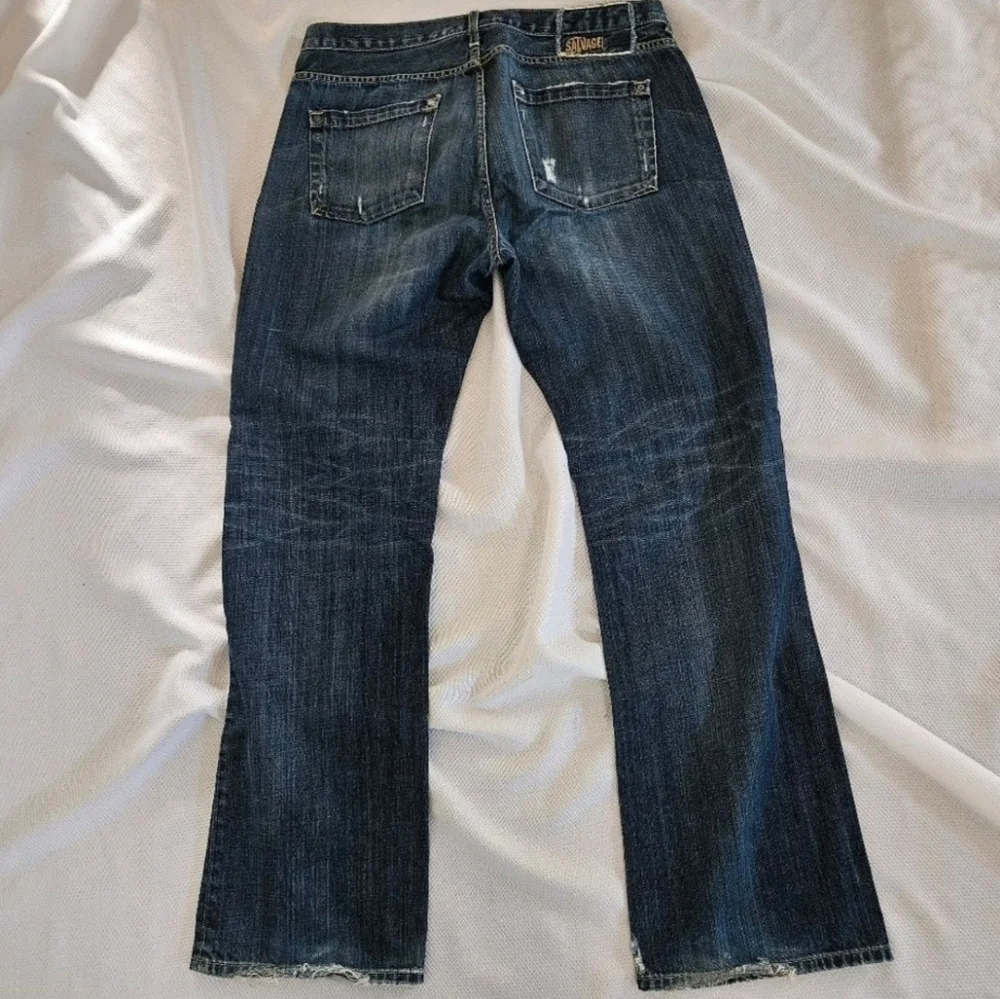 Salvage Distressed Straight Jeans Size 36x33 In Dark Blue - Picture 7 of 8